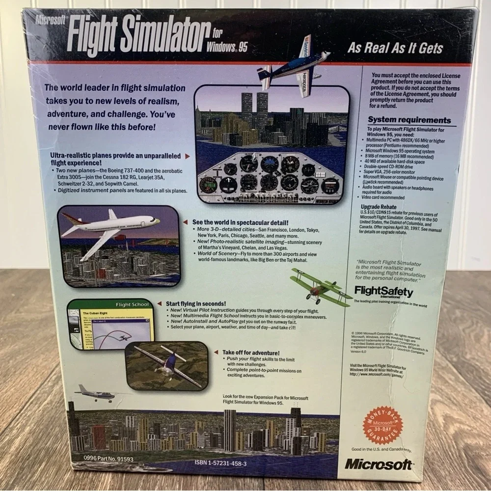 Microsoft FLIGHT SIMULATOR 6.0 for Windows 95 PC + Flight Simulator Inside Moves